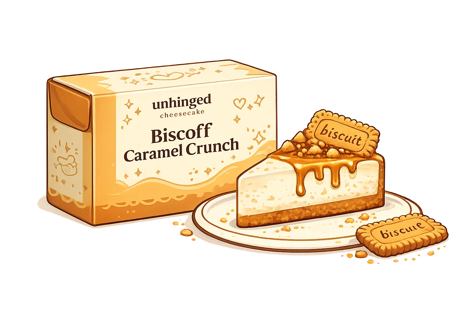 Biscoff Caramel Crunch slice and box