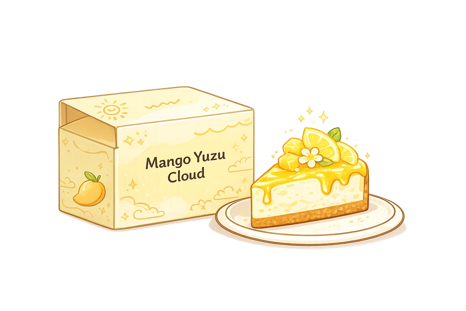Mango Yuzu Cloud slice and box